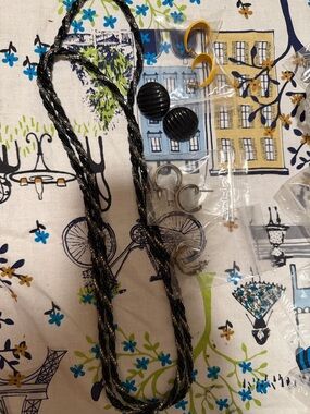 Black Braided Metallic Accent Necklace